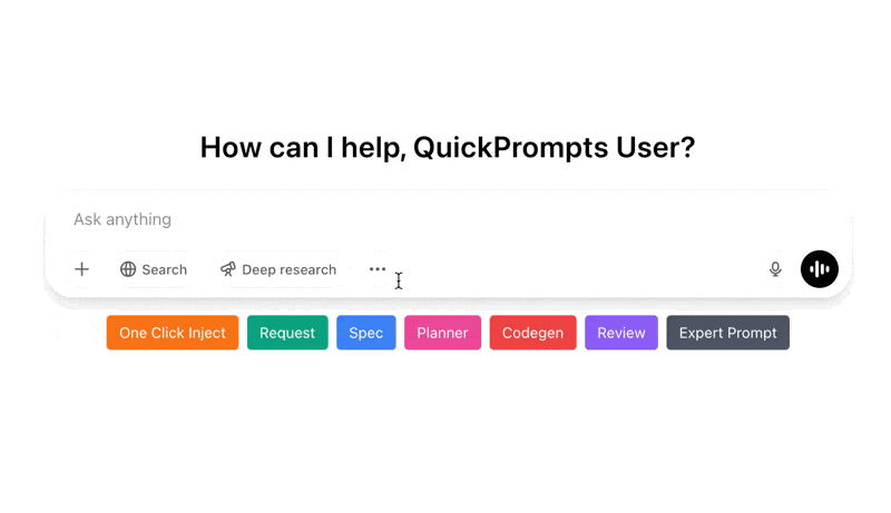 QuickPrompts in action